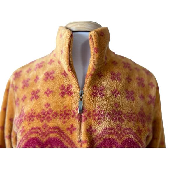Vintage Talbots Pink Orange Nordic Plush Fleece Pullover 1/4 Zip Women's S P - Picture 3 of 7
